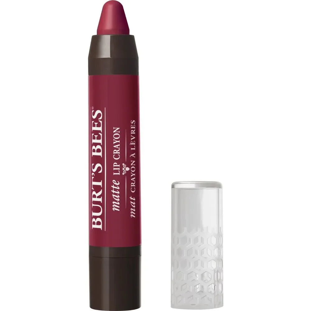 Burt's Bees Matte Lip Crayon Napa Vineyard, deep berry-toned crimson red